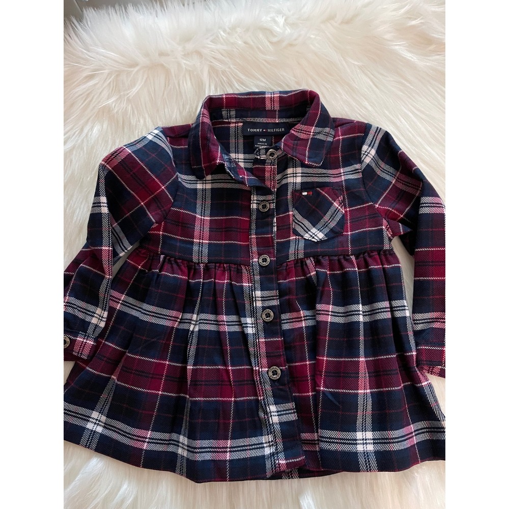 Tommy Hilfiger Girls Plaid Button Up
Dress  Size 12  Months Used